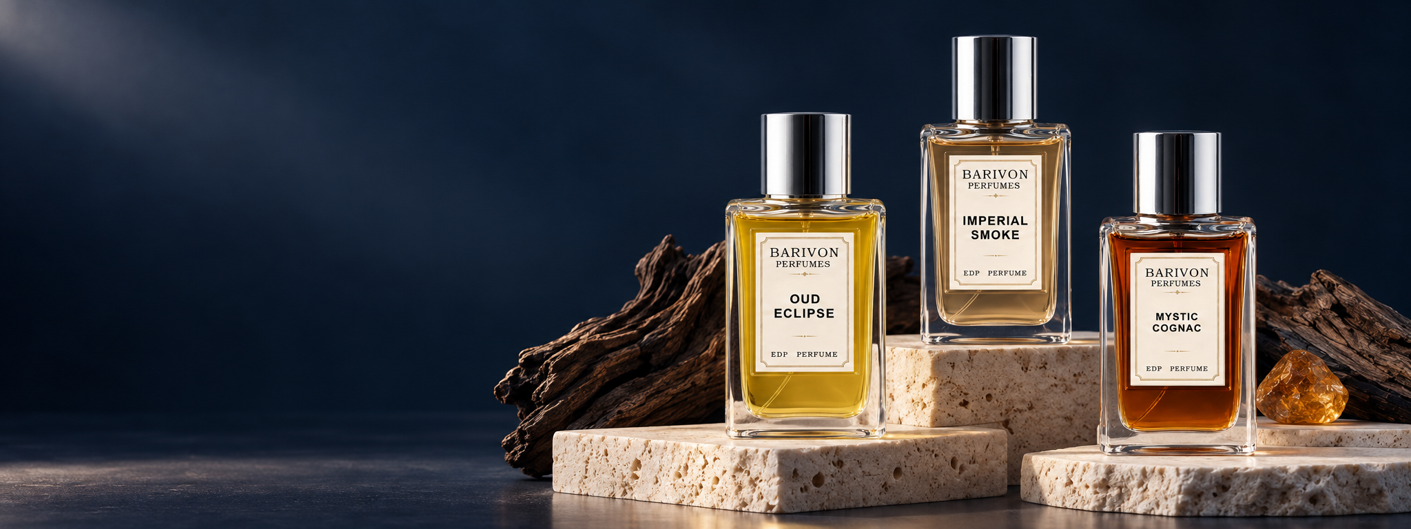 Oud Eclipse, Imperial Smoke and Mystic Cognac by Barivon Perfumes