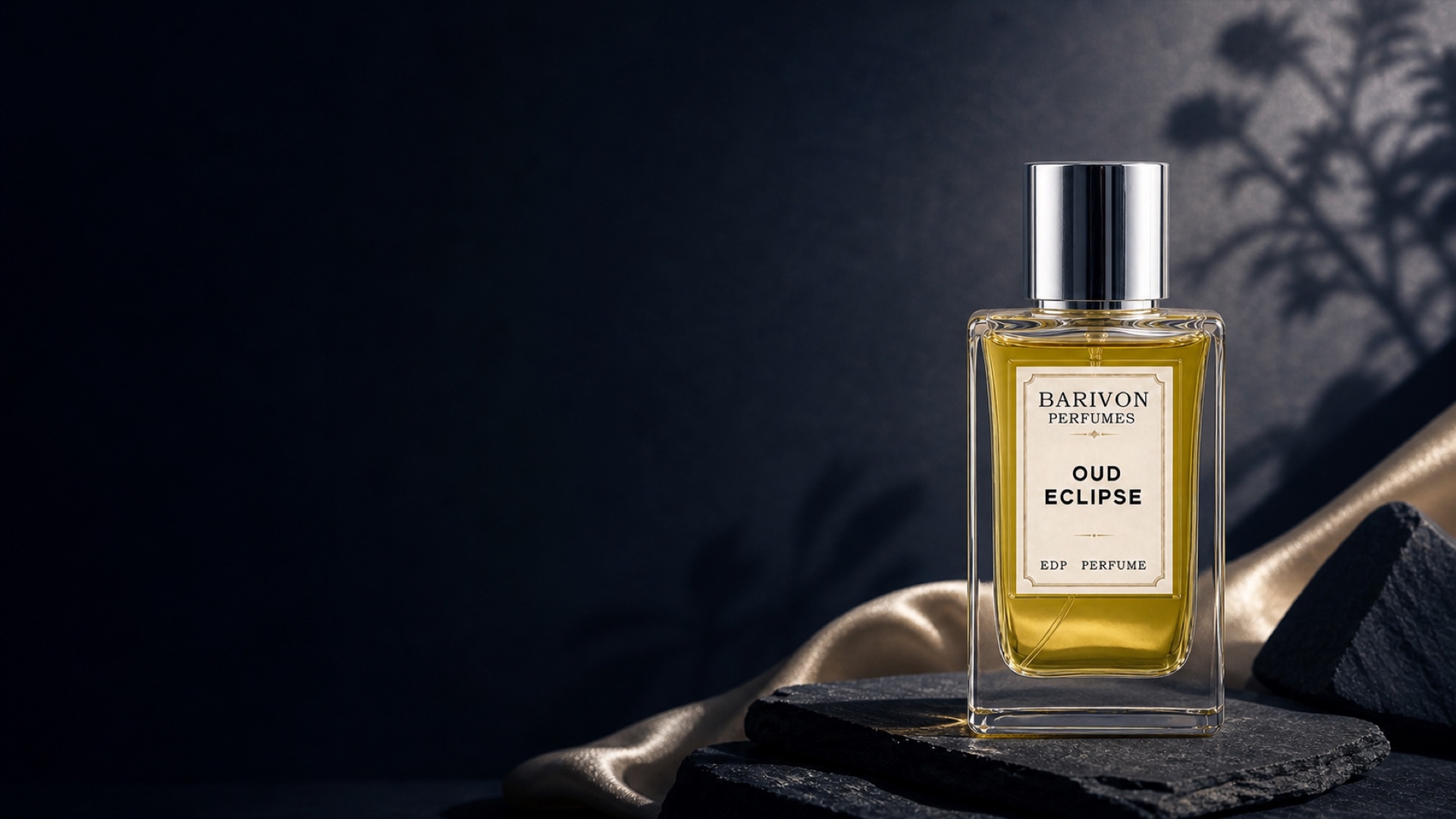 A Barivon fragrance bottle in soft light