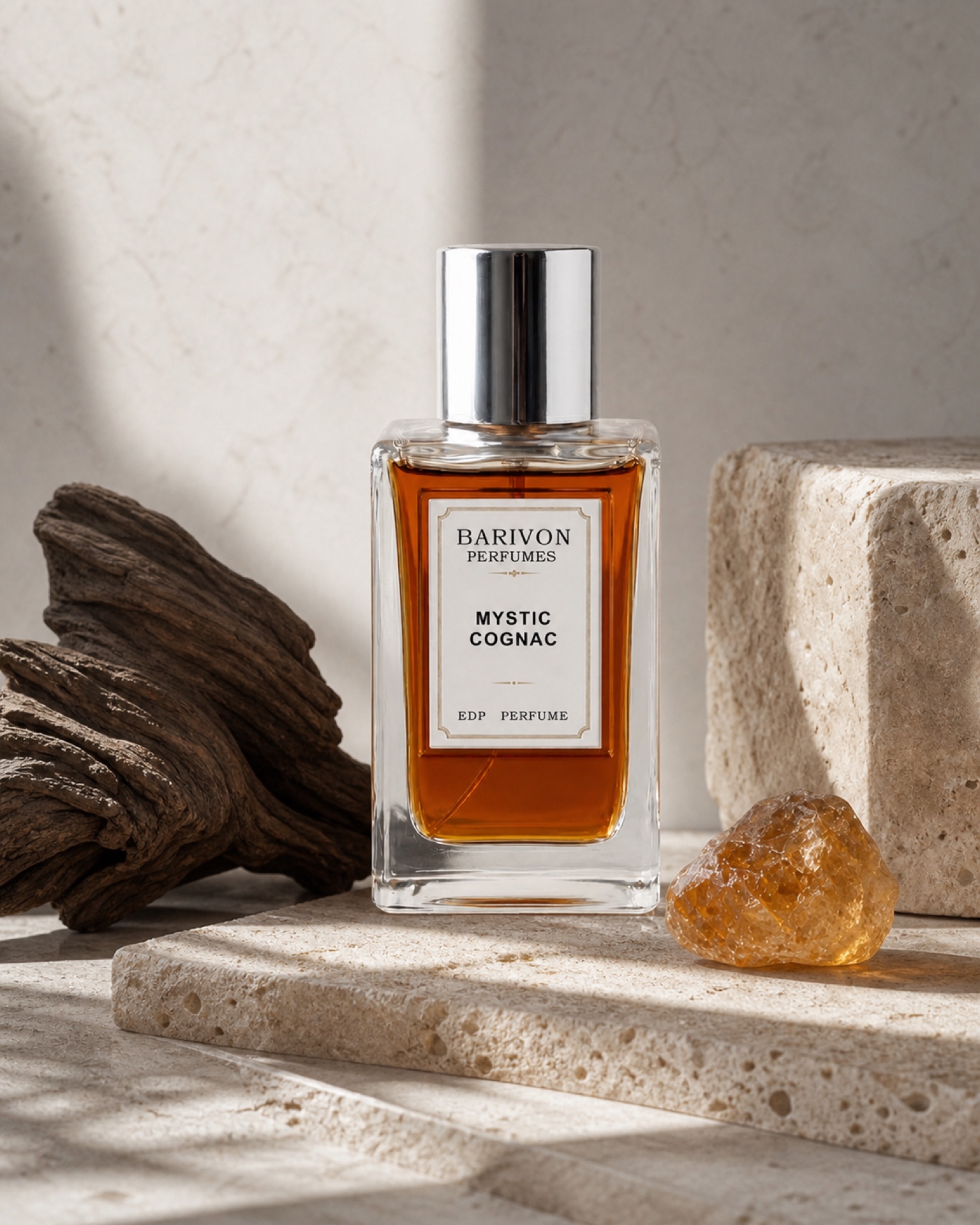 Barivon Mystic Cognac perfume in a refined fragrance atelier
